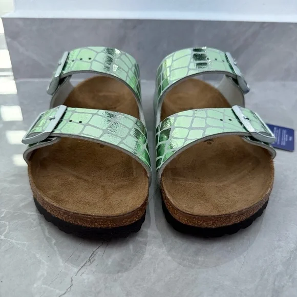 Women’s Birkenstock Arizona Gator Gleam Mineral Two-Strap Sandal Size 39 / 8-8.5 - Picture 13 of 14